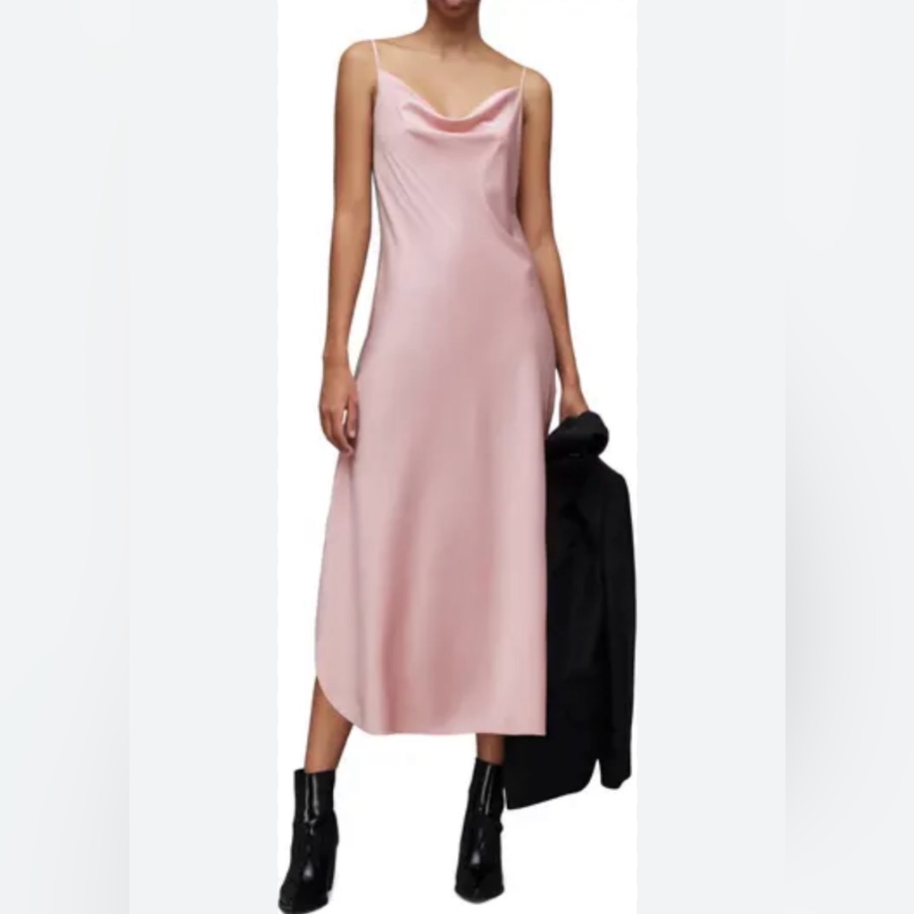 Nwt Allsaints Hadley Satin Slipdress Pink Sz 10